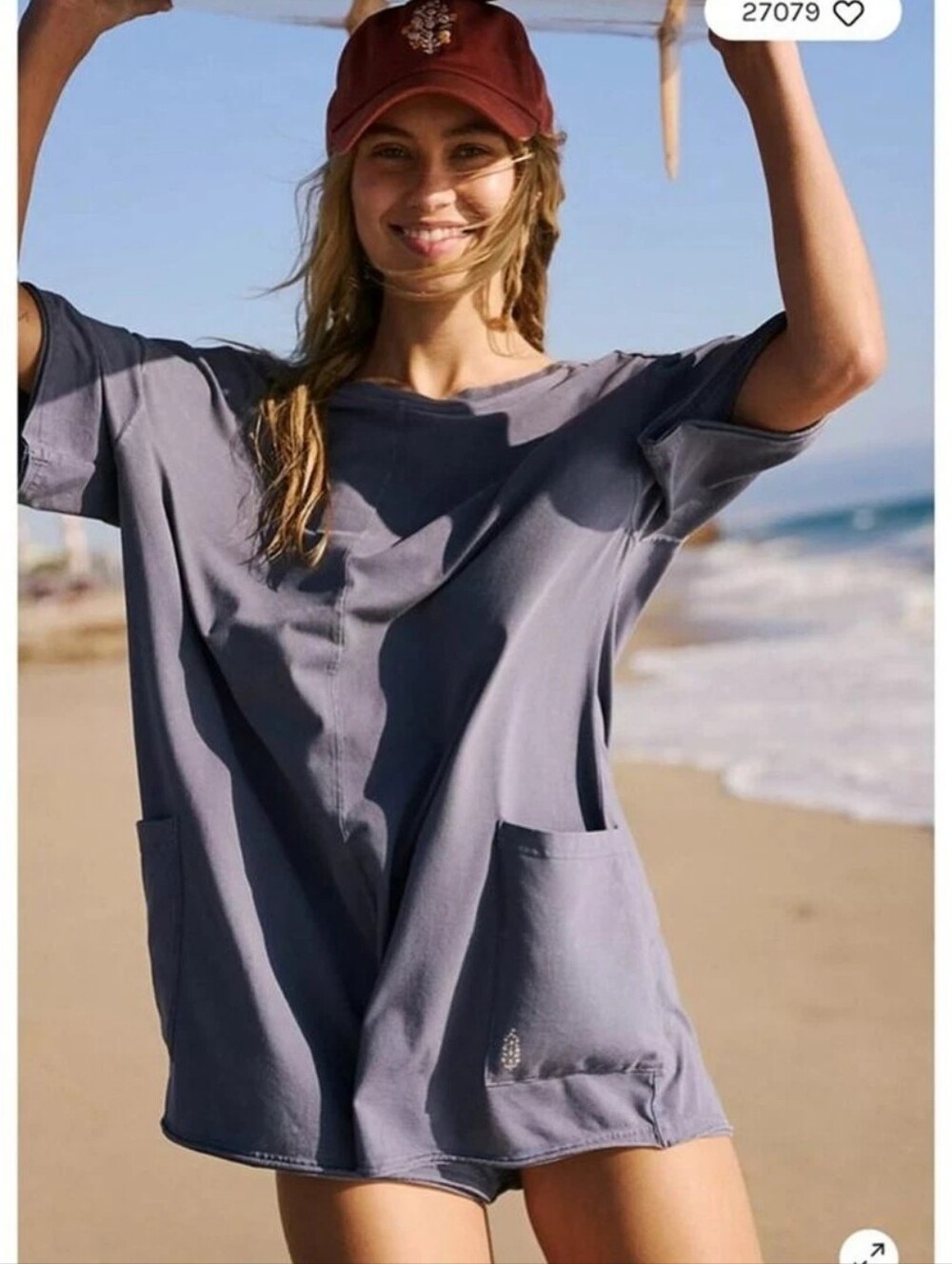 FP Movement Hot Shot Tee Romper In Blue Indigo